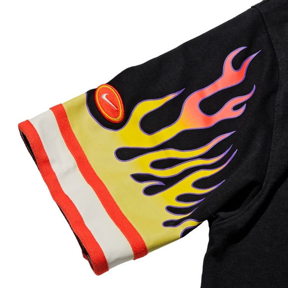 Nike Baseball Button Shirt Flames Championship Men's Large DV9642-010 Black red - Picture 6 of 11